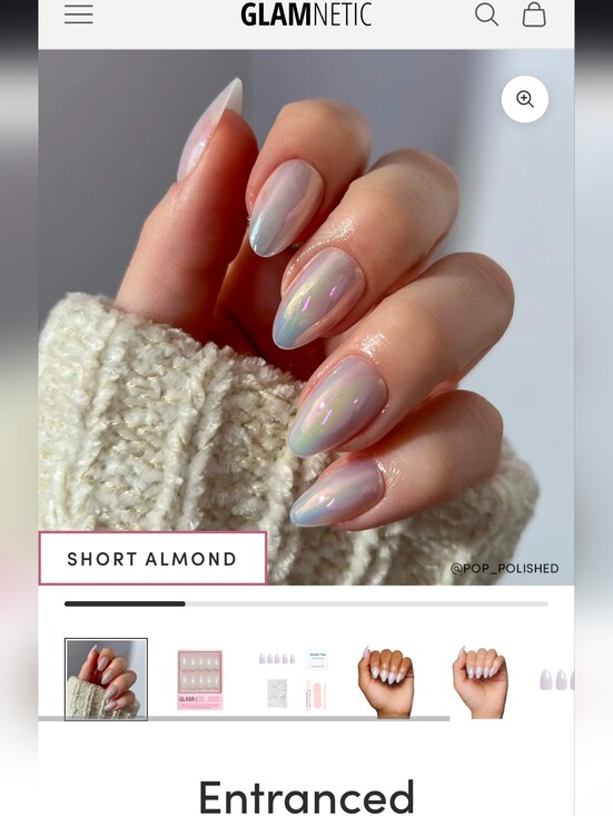 Glamnetic Other - Glamnetic Entranced Holographic Short Almond Nail Set - Neutral White NeW